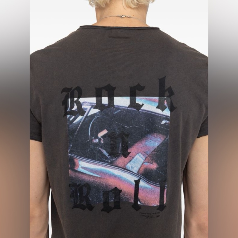 Zadig & Voltaire Brown Graphic Tee Rock n Roll